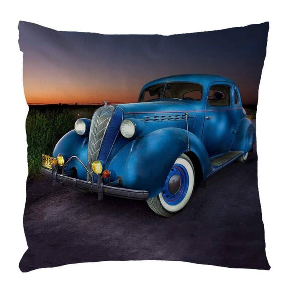 Vintage Blue Car Circa 1938 Pillow Cover - Picture 1 of 5